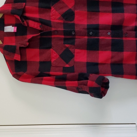 NOBO flannel black and red plaid long sleeve shirt. Size S (3-5) - Picture 3 of 4